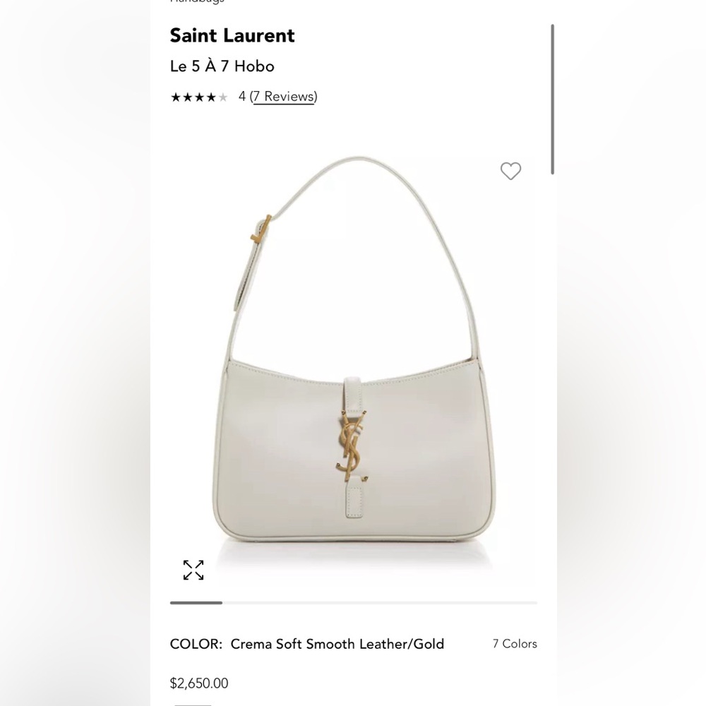 Authentic 100% Saint Laurent
Le 5 À 7 Hobo